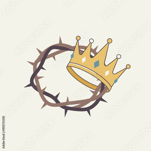 Crown of thorns and golden crown