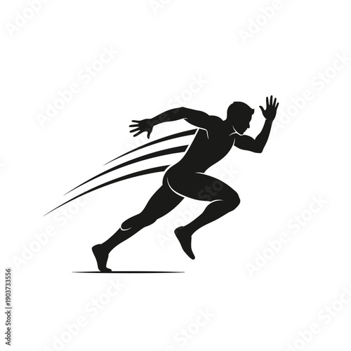 Silhouette of a Running Athlete in Motion.