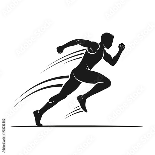 Male Runner in Motion Silhouette Illustration.