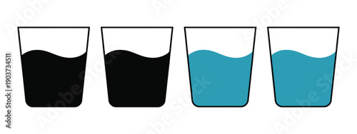 Water glass level icon design featuring liquid measurement indicators, vector illustration for infographics, app design, interface visualization.