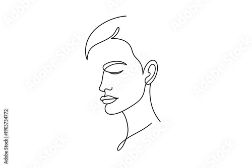 Personal abstract portrait. Minimalistic one-line drawing self portrait capturing individuality through minimal facial