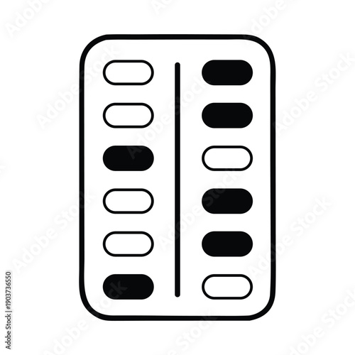 Black and white pill blister pack for medication
