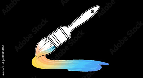 Artistic concept of a paint brush leaving a beautiful gradient trail of vibrant colors