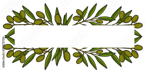 Festive vector banner with olive branches and copy space for Pesach