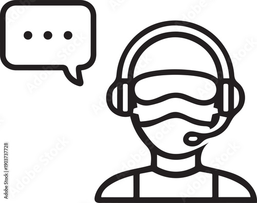 Minimal VR Support Agent Line Icon