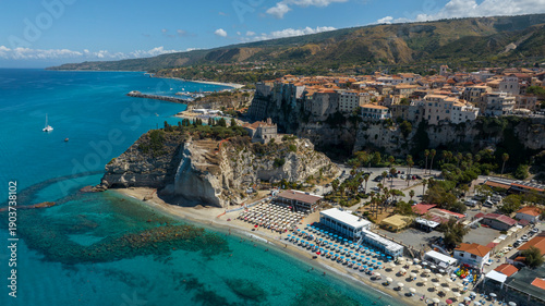 Εκτύπωση καμβά Panoramic aerial view of Tropea, a tourist destination in province of Vibo Valentia, Calabria, southern Italy