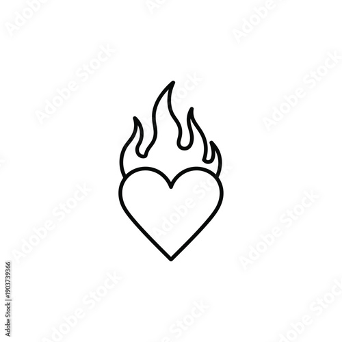 A heart on fire symbolizing intense passion and burning love.
