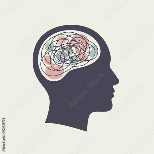 Human mind stress and anxiety abstract vector concept