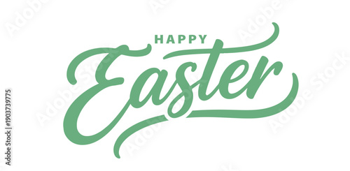 Happy Easter typography logo with sage green script calligraphy, Ideal for modern, minimal, and festive Easter-themed visual projects.