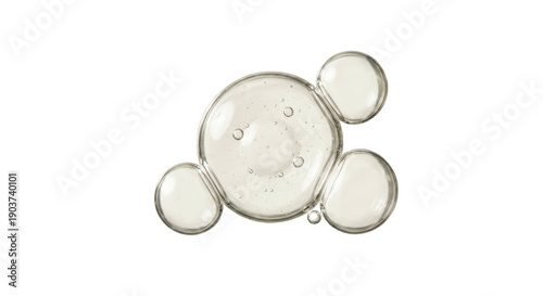 Clear Liquid Droplets with Bubbles Abstract Medical Science and Beauty Product Texture isolated on transparent background