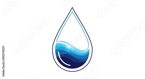 Clean blue water drop icon illustration symbolizing freshness purity and natural resources for