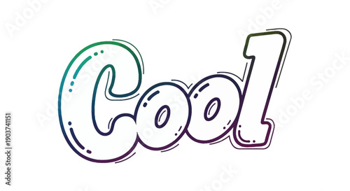 Vibrant graphic art displaying the word Cool in a fun, bubble-style font with a striking gradient