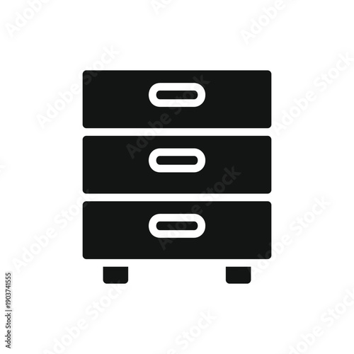 Black and white icon of a chest of drawers isolated on transparent background