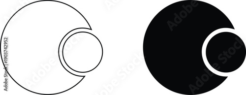 Two eclipse shapes one white and one black with overlapping circles simple geometric figures for design and education purposes