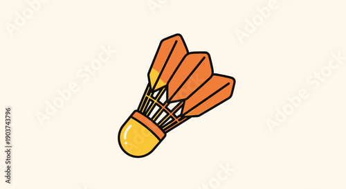 Orange and yellow badminton shuttlecock minimalist cartoon style sports equipment illustration