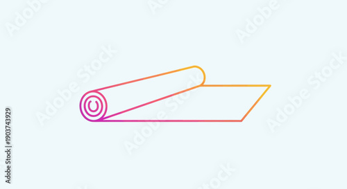 Minimalist gradient line art icon of an unrolling mat representing flexibility and readiness for