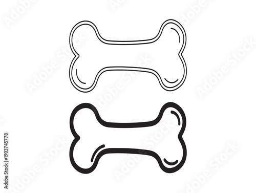 Two dog bone shapes in black and outline on white background