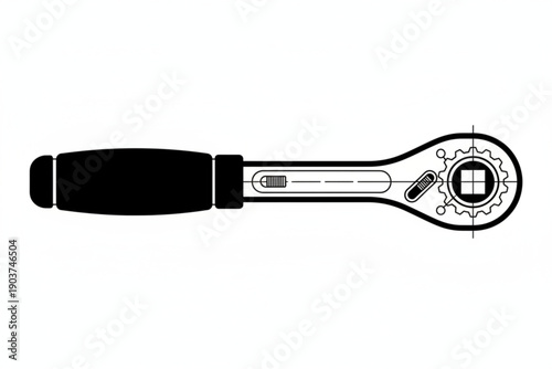 Precision Engineering: An illustration of a meticulously crafted ratchet wrench, a symbol of precision and mechanical expertise, ready to facilitate the art of the craft. 