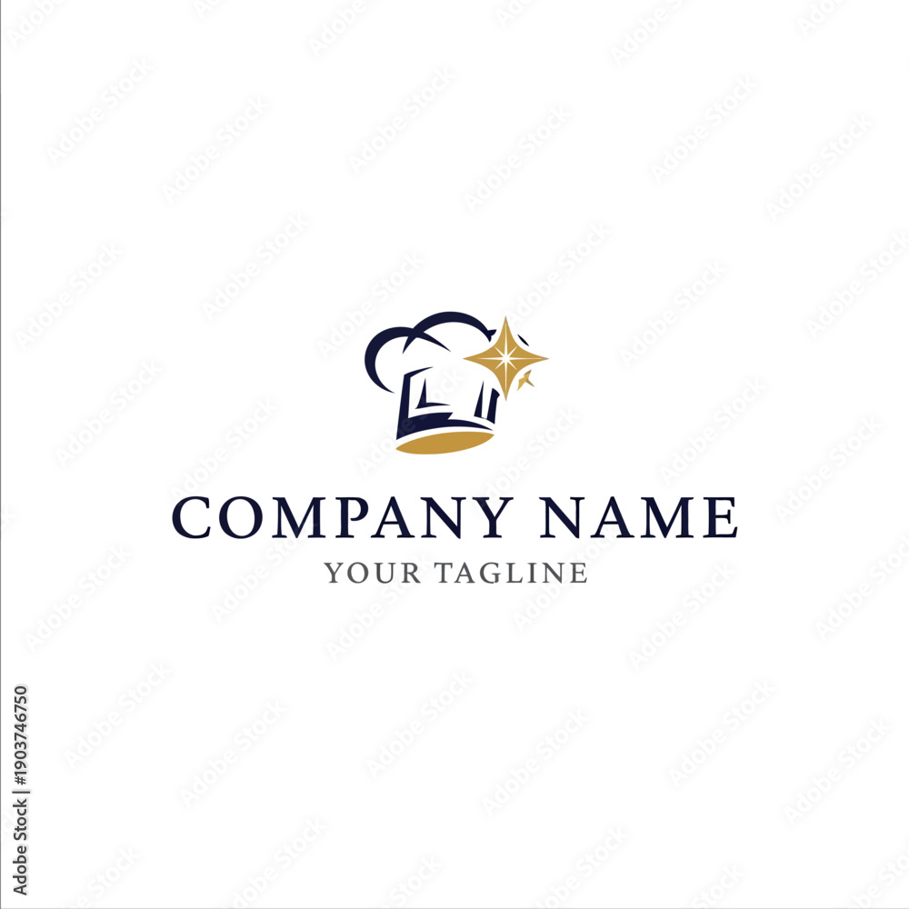 Obraz premium Chef Hat with Star and Clouds Logo Design.