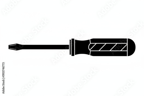 Simple Screwdriver Silhouette: A sleek, monochrome representation of a screwdriver, a fundamental tool for various tasks and projects.