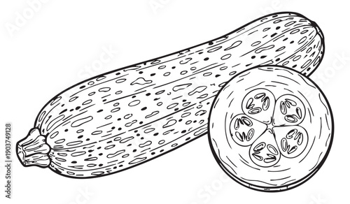 Fresh zucchini illustration for culinary and healthy lifestyle concepts
