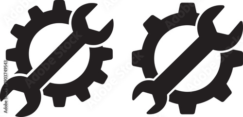 Gears with wrench silhouettes vector illustration