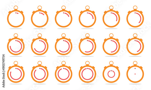 Flat style stopwatch set