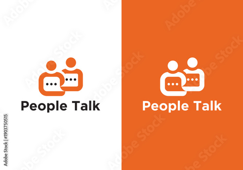 Chat design logo, people talking, family together, human unity, chat bubble logo vector icon with human sign inside vector design