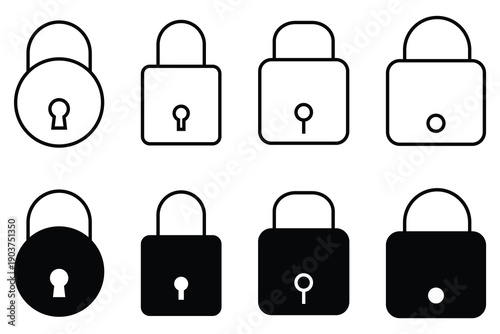 Lock security sign symbol icon set