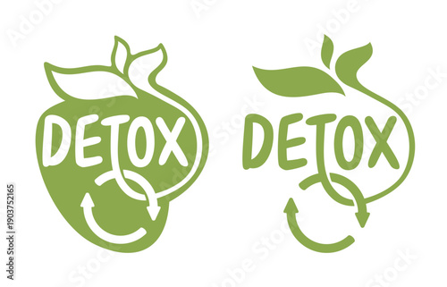 Detox decorative label for healthy food
