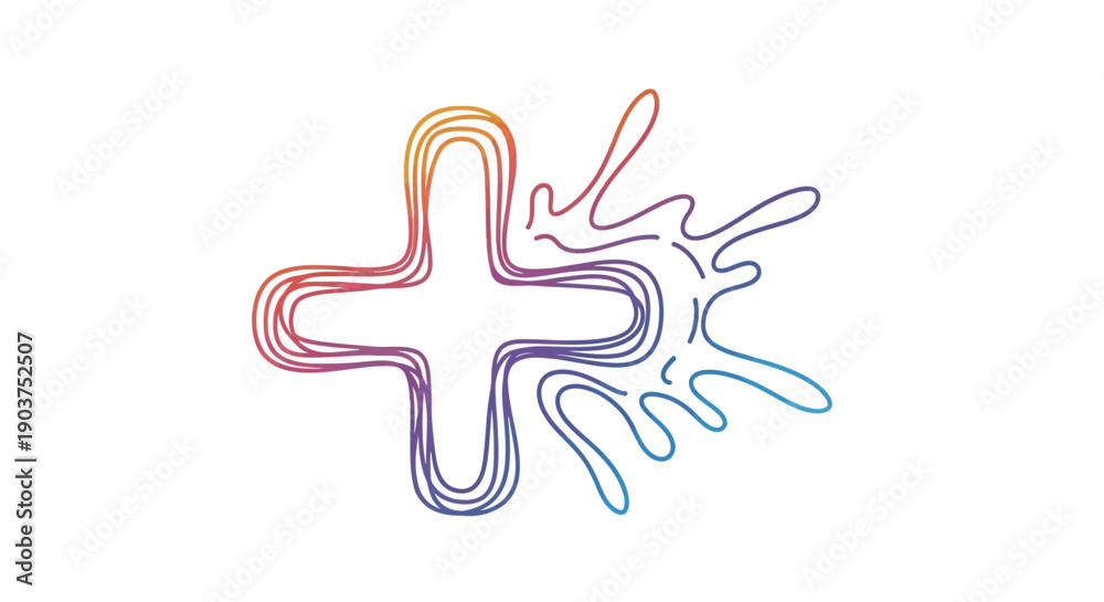 Obraz premium Dynamic vibrant gradient line art plus symbol with an energetic abstract splash design modern