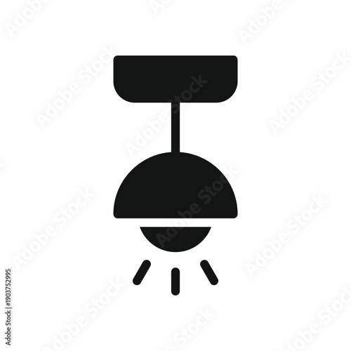 Black silhouette of a ceiling light fixture isolated on transparent background