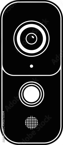 Smart Doorbell Outline Black Vector Silhouette Simple Elegant