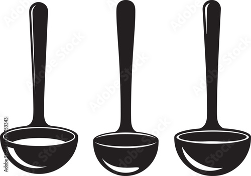 Three ladles silhouette for soup preparation food