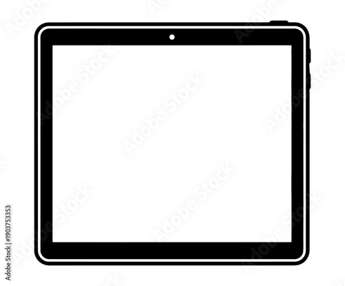 Tablet Device Icon Flat Minimal Silhouette Black Vector White Background