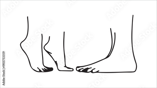 Black and white line of two feet showing different arch types foot arches normal