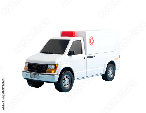 Wallpaper Mural White utility vehicle with red emergency light and emblem Torontodigital.ca
