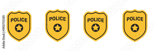 Police badge icon illustration featuring police shield symbol. vector