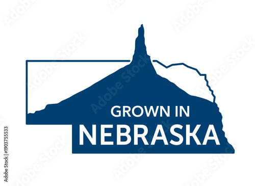 Grown in Nebraska Label with Chimney Rock Silhouette