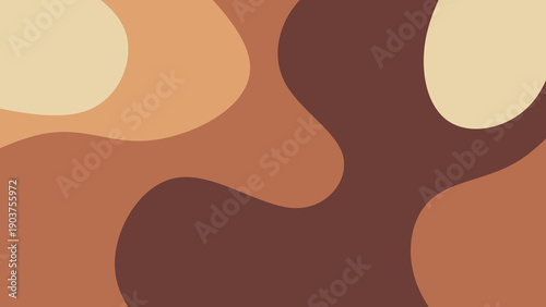Abstract boho background with organic fluid shapes in earth tones in terracotta, brown and cream. Minimalist wavy background. Modern boho aesthetic design with organic flow.