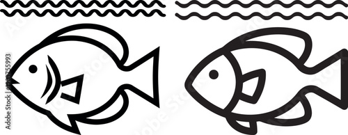 Two silhouette fishes underwater wavy water ocean