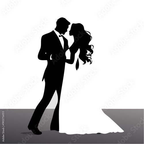 Ilustracja pary nowożeńców tańczącej swój pierwszy taniec