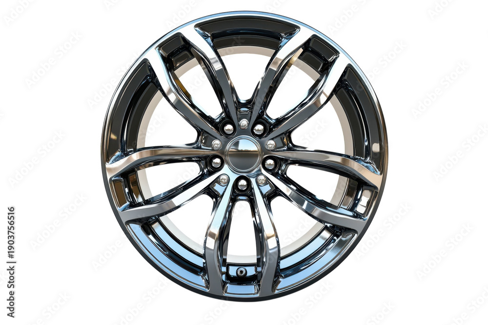 Obraz premium A high-quality chrome alloy wheel with an intricate design and shine