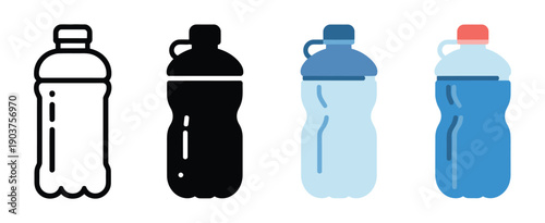 Plastic water bottle set illustration, vector design