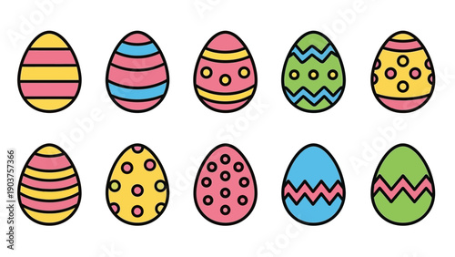 Colorful Easter Eggs with Various Patterns.