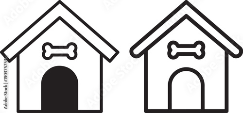 Dog house icon silhouette home for pet and bone
