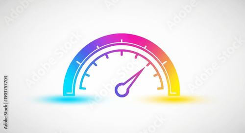 Vibrant Rainbow Speedometer Gauge Icon Indicating High Performance or Rapid Progress