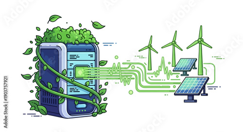 Eco-friendly server utilizing renewable energy sources for sustainable data operations
