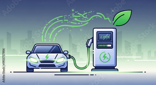Eco-friendly electric vehicle charging for a sustainable future in a modern city setting