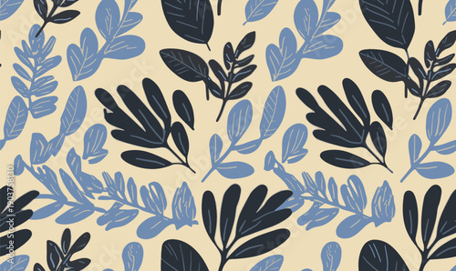 Floral pattern made from abstract organic leaf shapes. Seamless modern pattern